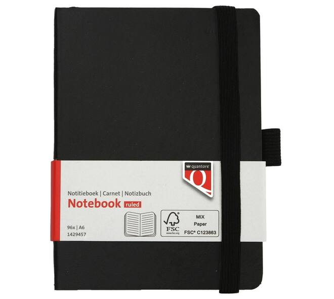 Notitieboek Quantore A6 flex lijn 192blz 80gr zwart