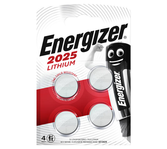 Batterij Energizer knoopcel 4x CR2025 lithium