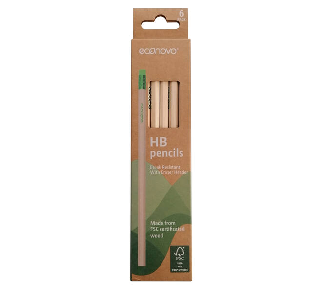 Potlood Econovo HB met gumtop blister à 6 stuks