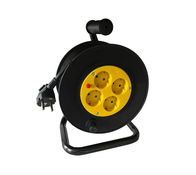 Kabelhaspel BRASQ Pro 4 voudig 10 meter zwart