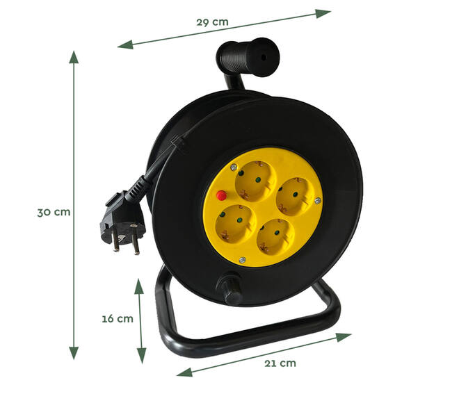 Kabelhaspel BRASQ Pro 4 voudig 10 meter zwart