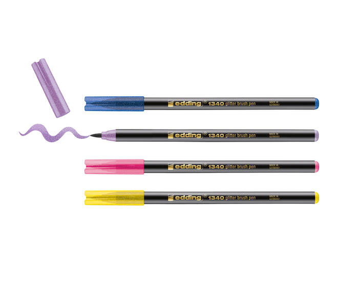 Brushpen edding 1340 glitter assorti set à 4 stuks