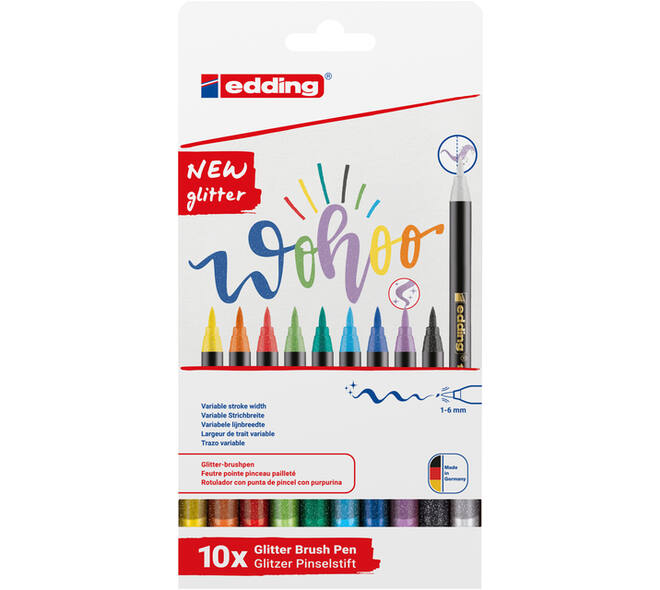 Brushpen edding 1340 glitter assorti set à 10 stuks