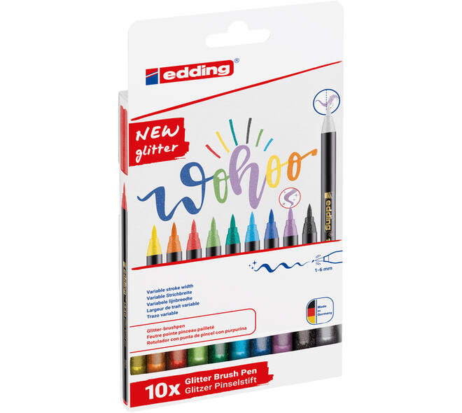 Brushpen edding 1340 glitter assorti set à 10 stuks