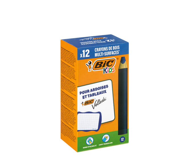 Whiteboardpotlood BicKids Multi Surface blauw doos à 12 stuks