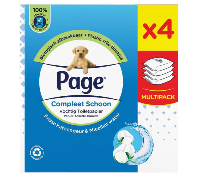 Vochtig toiletpapier Page Compleet Schoon 4 pakken à 38 vel