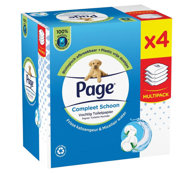 Vochtig toiletpapier Page Compleet Schoon 4 pakken à 38 vel