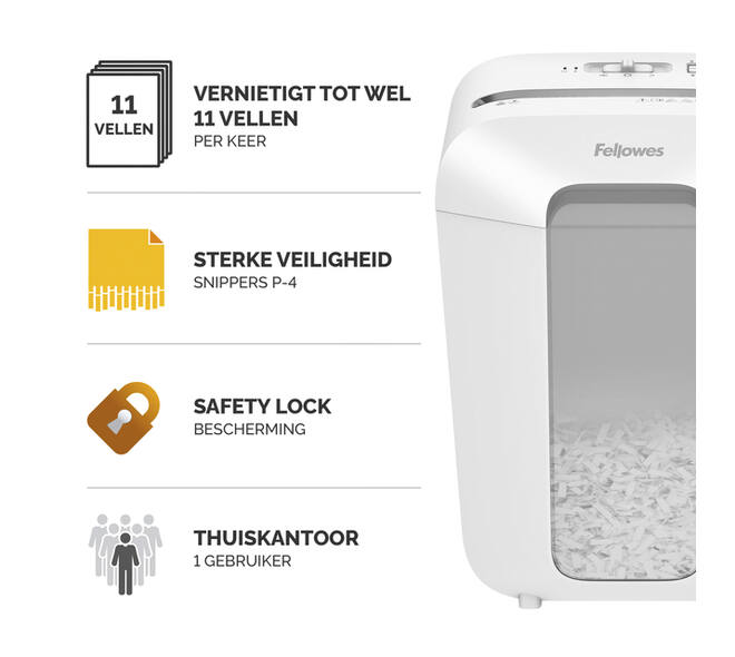 Papiervernietiger Fellowes Powershred LX70 snippers 4x40mm wit
