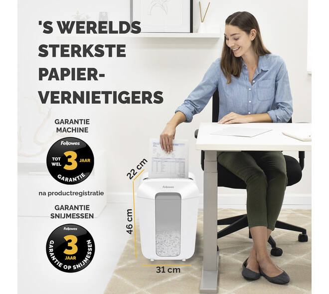 Papiervernietiger Fellowes Powershred LX70 snippers 4x40mm wit