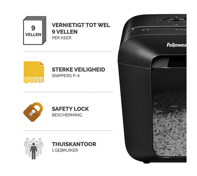 Papiervernietiger Fellowes Powershred LX50 snippers 4x37mm zwart