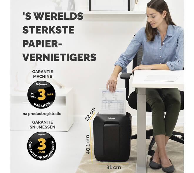 Papiervernietiger Fellowes Powershred LX50 snippers 4x37mm zwart