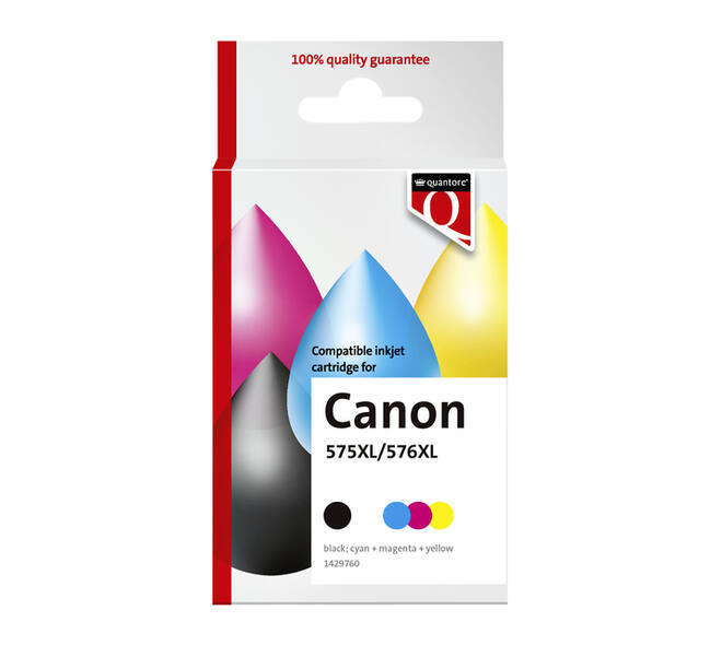 Inktcartridge Quantore alternatief tbv Canon Pg-575XL Cl-576XL zwart + kleur