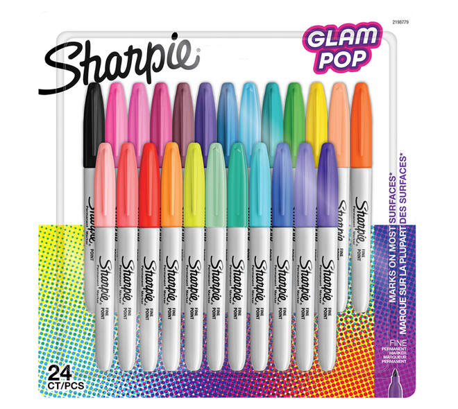 Viltstift Sharpie Glampop fijn assorti blister à 24 stuks