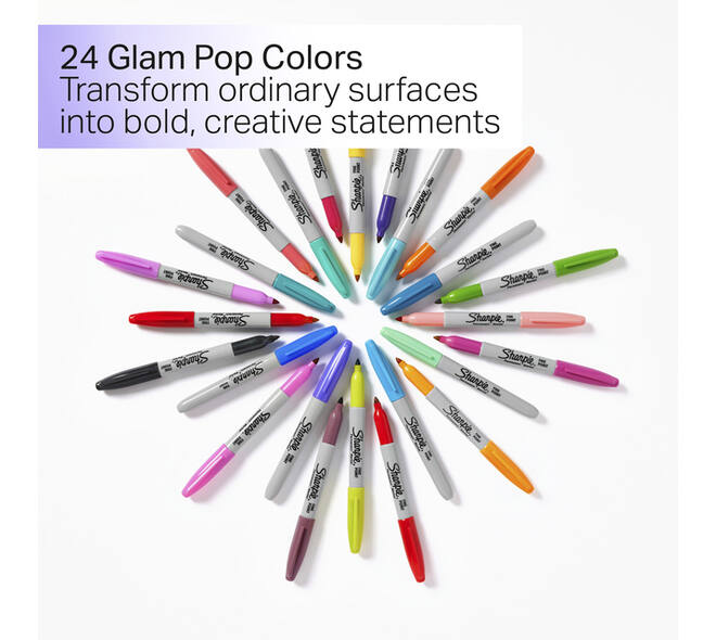 Viltstift Sharpie Glampop fijn assorti blister à 24 stuks