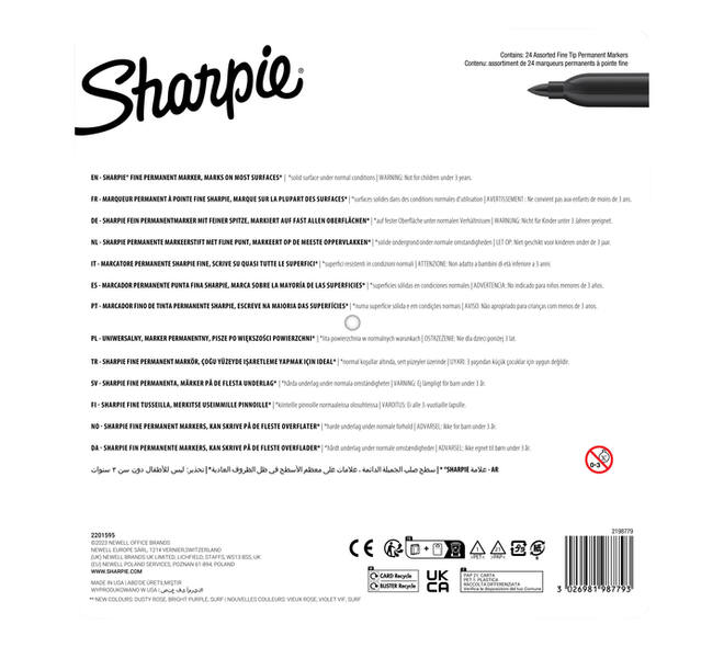 Viltstift Sharpie Glampop fijn assorti blister à 24 stuks