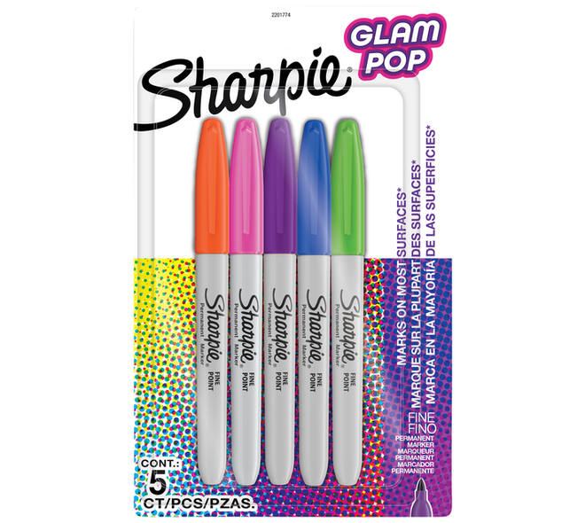 Viltstift Sharpie Glampop fijn assorti blister à 5 stuks