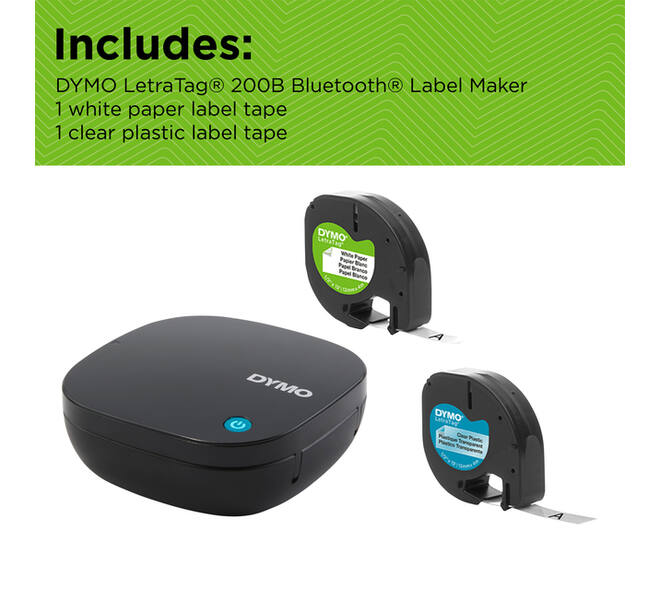 Labelprinter Dymo LetraTag 200B draagbaar bluetooth 12mm zwart promopack
