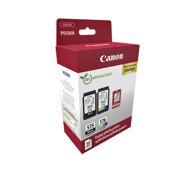 Inktcartridge Canon PG-575 CL-576 zw + kl + papier