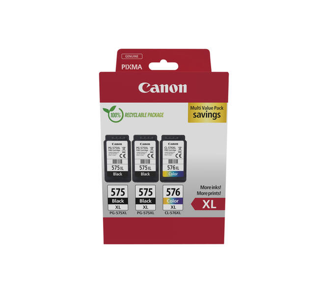 Inktcartridge Canon PG-575XL + CL-576XL 2x zw+kleur