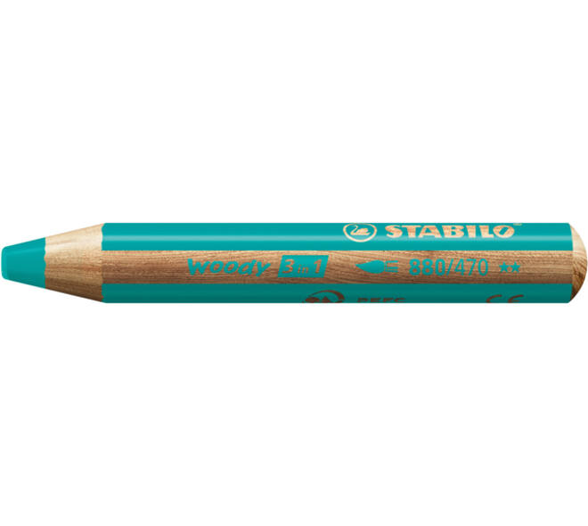 Kleurpotloden STABILO 880 woody 3 in 1 multitalent turquois