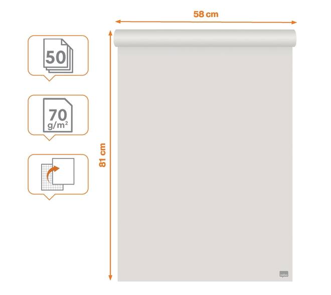 Flipoverpapier Nobo gerecycled 58x81cm dubbelzijdig rol 50 vel