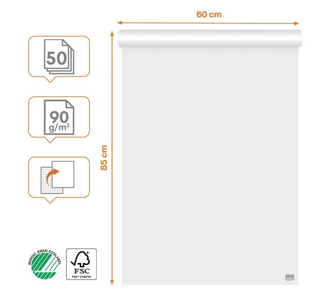 Flipoverpapier Nobo premium 60x85cm dubbelzijdig rol 50 vel