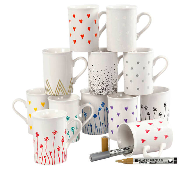 Glas- & Porseleinstiften Creativ Company 1-2mm set à 12 kleuren
