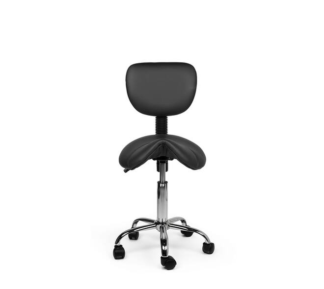 Zadelkruk Office rugleuning laag harde wielen zw