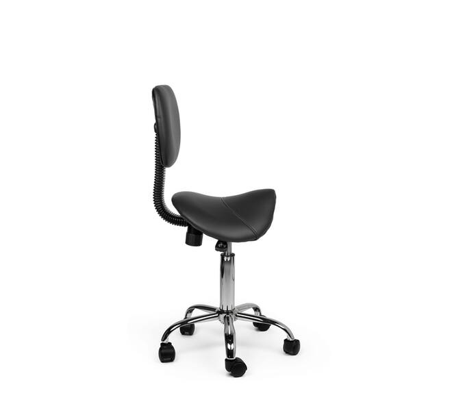 Zadelkruk Office rugleuning laag harde wielen zw