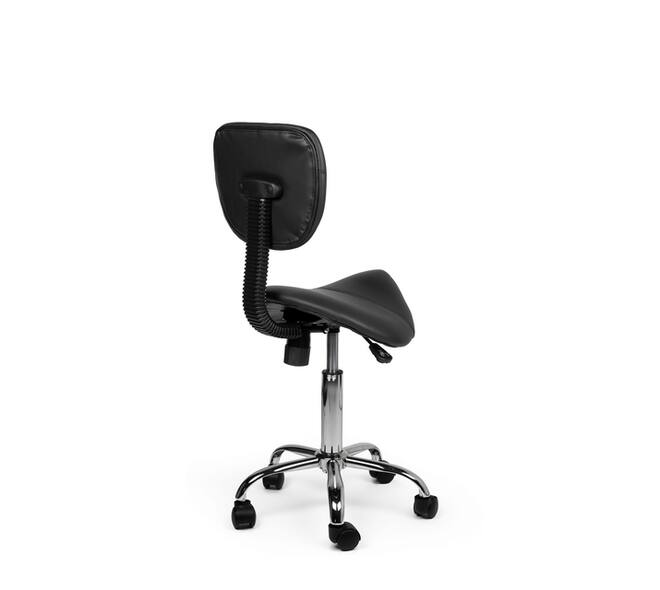 Zadelkruk Office rugleuning laag harde wielen zw