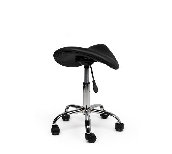 Zadelkruk Office laag harde wielen zw