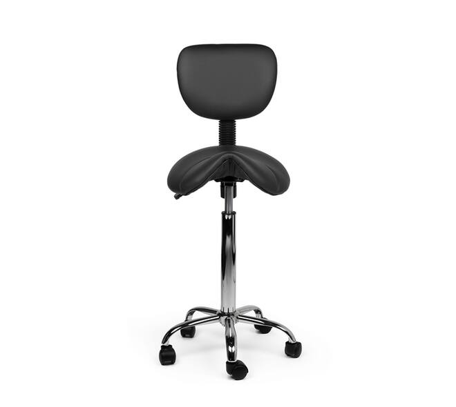 Zadelkruk Office rugleuning hoog harde wielen zw