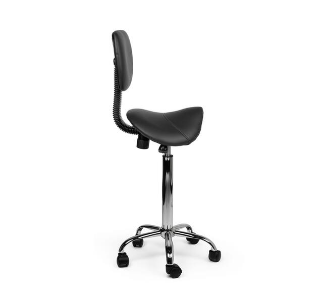 Zadelkruk Office rugleuning hoog harde wielen zw