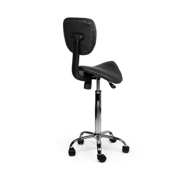Zadelkruk Office rugleuning hoog harde wielen zw