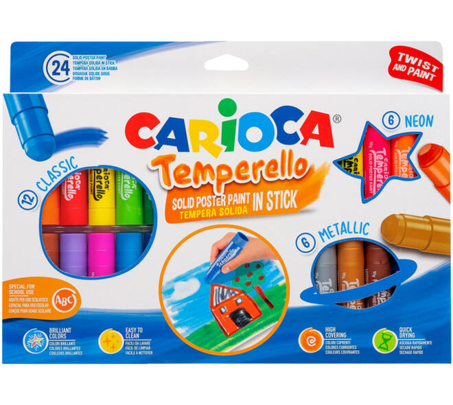 Verfstift Carioca Temperello set à 24 kleuren