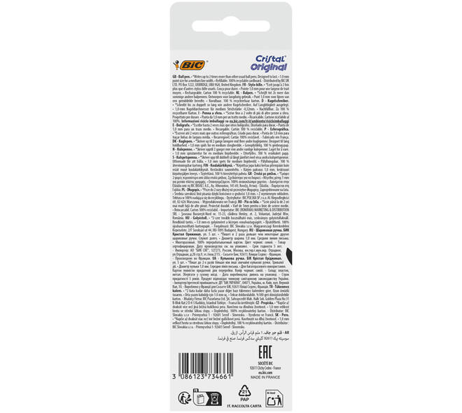 Balpen Bic Cristal medium blauw blister à 5 stuks