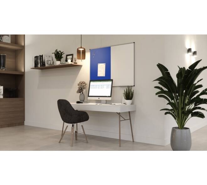 Combibord Legamaster UNITE blauw vilt-whiteboard 90x120cm