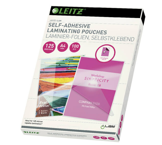 Lamineerhoes Leitz iLAM A4 zelfklevend 2x125micron EVA 100 stuks