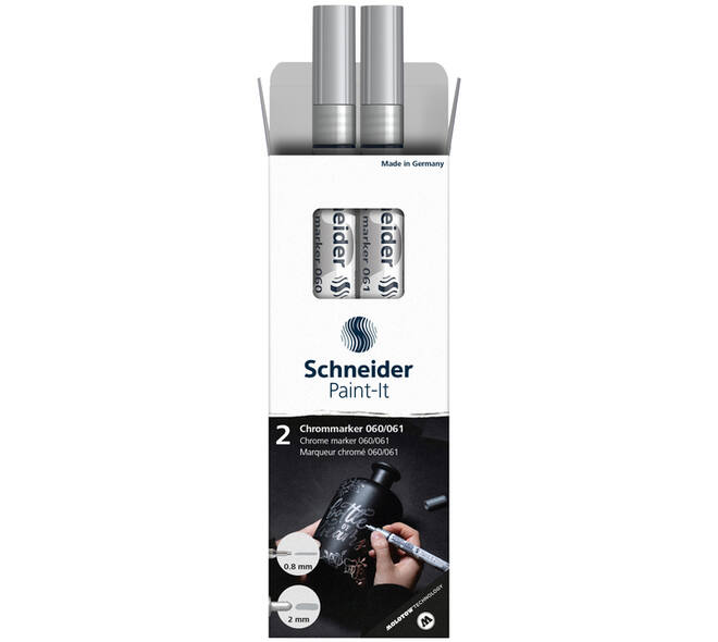 Viltstift  Schneider Paint-it 060 - 061 2.0mm en 0.8mm mtl chrome 2st