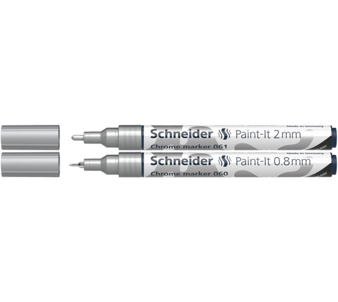 Viltstift  Schneider Paint-it 060 - 061 2.0mm en 0.8mm mtl chrome 2st