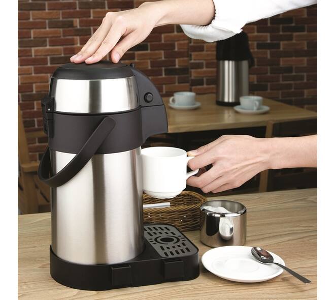 Thermoskan Olympia met pomp  2.5 liter rvs