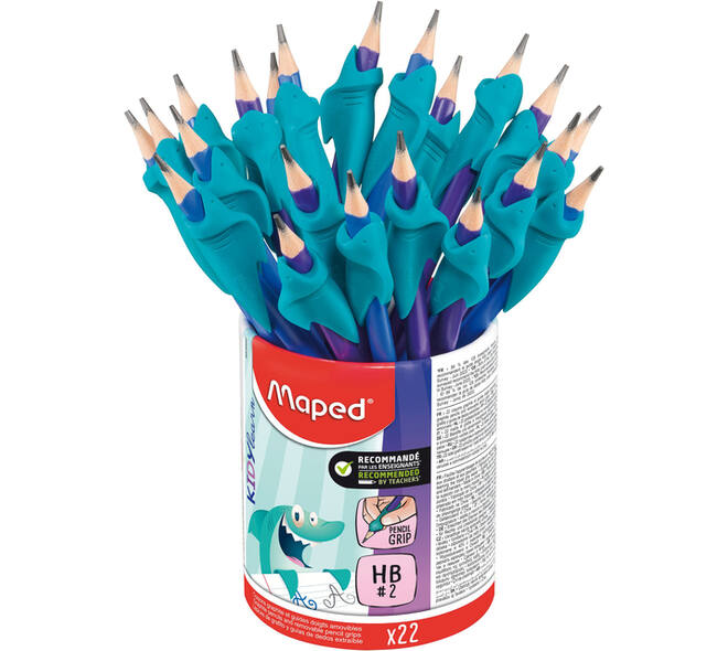 Potlood Maped Kidy Learn met gum en vingerhulp blauw