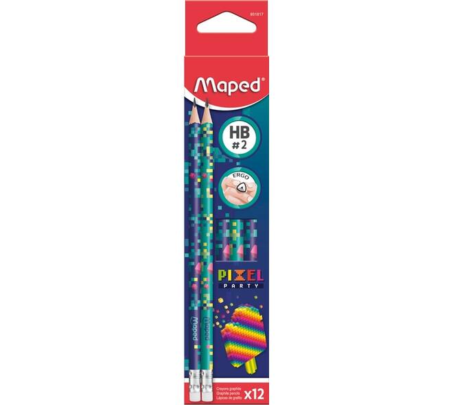Potlood Maped Pixel Party met gum set à 12 stuks assorti