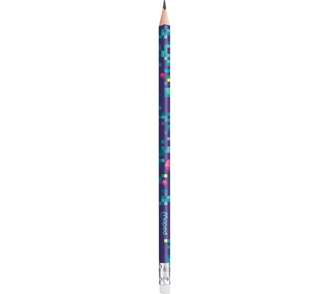 Potlood Maped Pixel Party met gum set à 12 stuks assorti