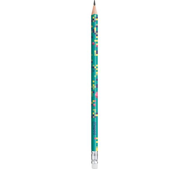 Potlood Maped Pixel Party met gum set à 12 stuks assorti