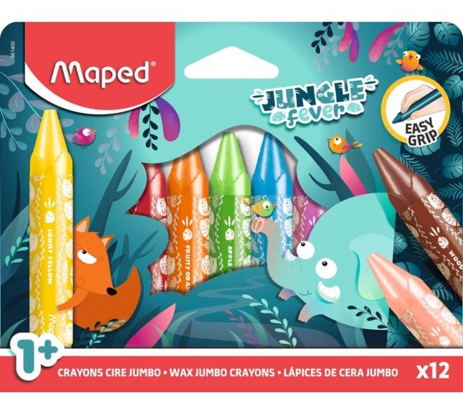 Waskrijt Maped Jungle Fever Jumbo set à 12 kleuren