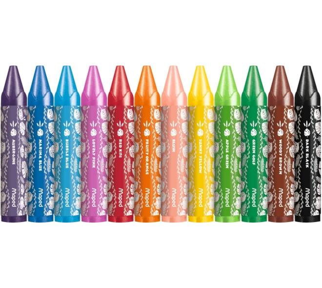 Waskrijt Maped Jungle Fever Jumbo set à 12 kleuren