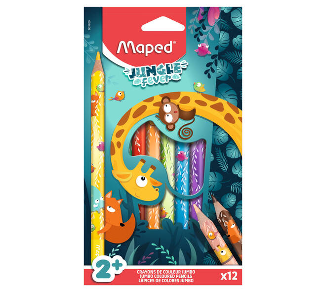 Kleurpotlood Maped Jungle Fever jumbo set à 12 kleuren