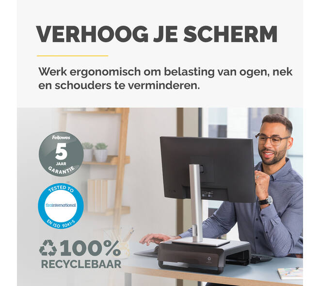 Monitorstandaard Fellowes Breyta zwart