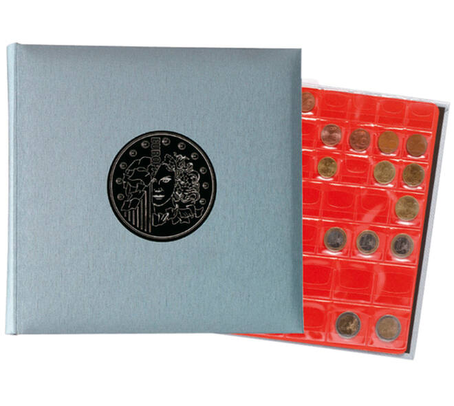 Muntenverzamelalbum Exacompta 24.5x25cm 5 vel à 43 vakjes 4-rings grijs